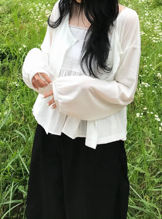 Pure Cotton Plain Long Sleeve Cardigan