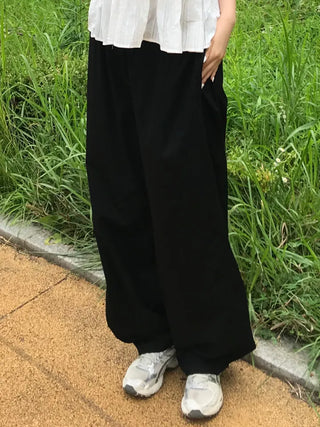 Minimalist Tall Woman Plain Wide Long Pants