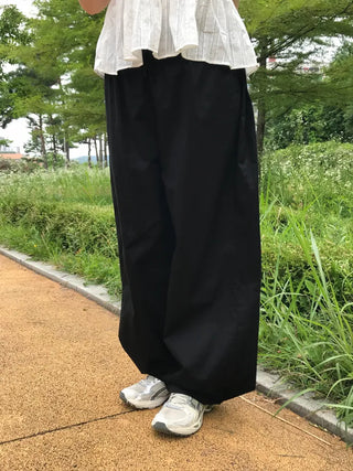 Minimalist Tall Woman Plain Wide Long Pants