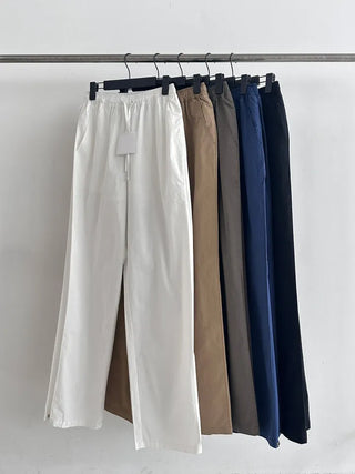 Minimalist Tall Woman Plain Wide Long Pants