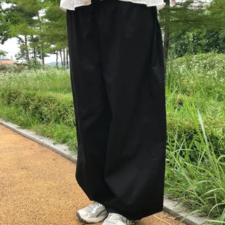 Minimalist Tall Woman Plain Wide Long Pants