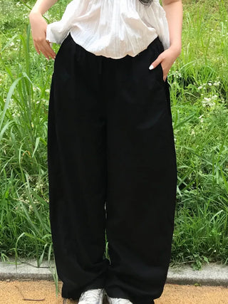 Minimalist Tall Woman Plain Wide Long Pants