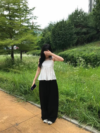 Minimalist Tall Woman Plain Wide Long Pants