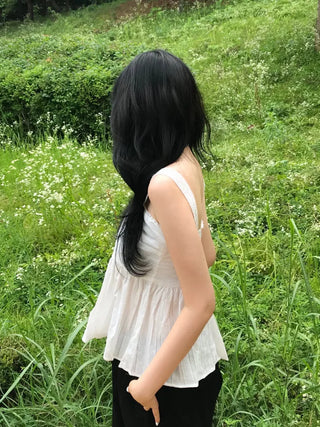 Delicate Fit Square Neck Frill Sleeveless Blouse
