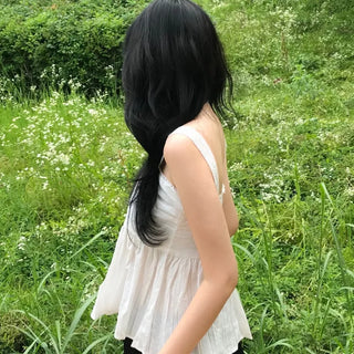 Delicate Fit Square Neck Frill Sleeveless Blouse