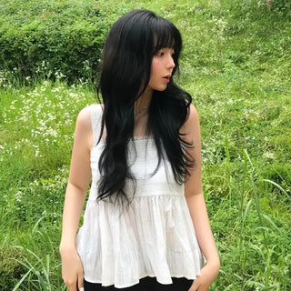 Delicate Fit Square Neck Frill Sleeveless Blouse