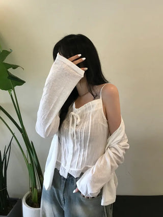 Summer layered linen cardigan