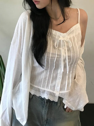 Summer layered linen cardigan