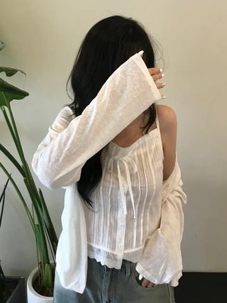 Summer layered linen cardigan