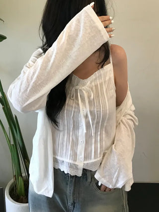 Summer layered linen cardigan