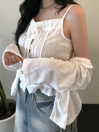Summer layered linen cardigan