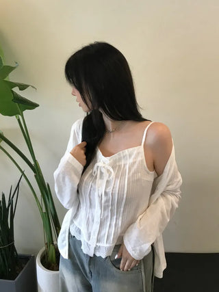 Summer layered linen cardigan