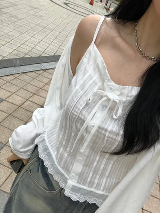 Summer layered linen cardigan