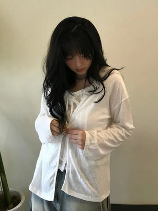 Summer layered linen cardigan