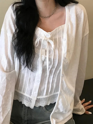 Summer layered linen cardigan
