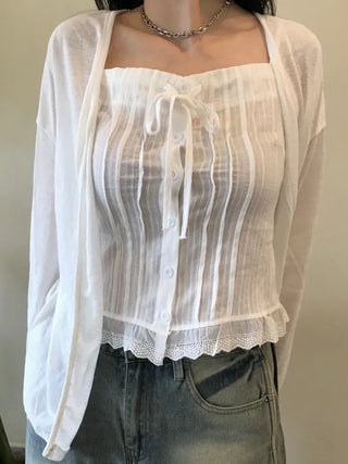 Summer layered linen cardigan