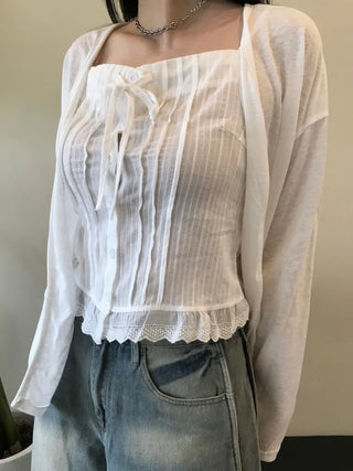 Summer layered linen cardigan