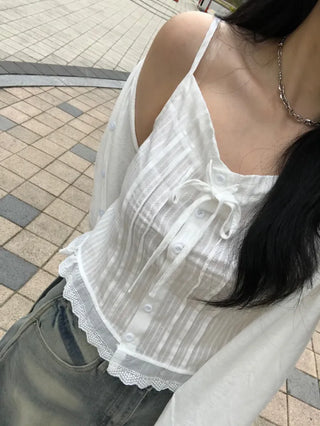Summer layered linen cardigan