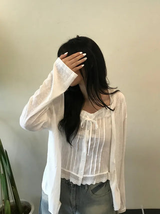 Summer layered linen cardigan
