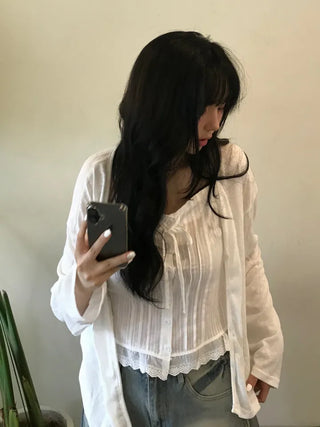 Summer layered linen cardigan