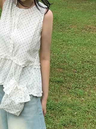 Dot Frill Layered Blouse