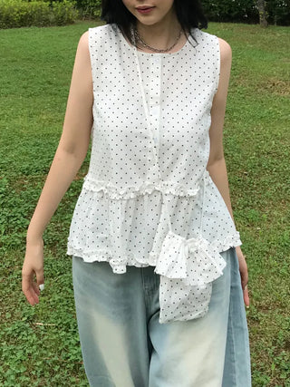 Dot Frill Layered Blouse
