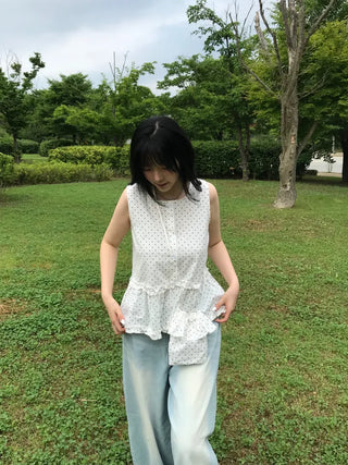 Dot Frill Layered Blouse