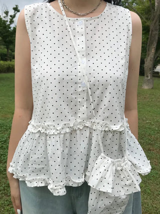 Dot Frill Layered Blouse