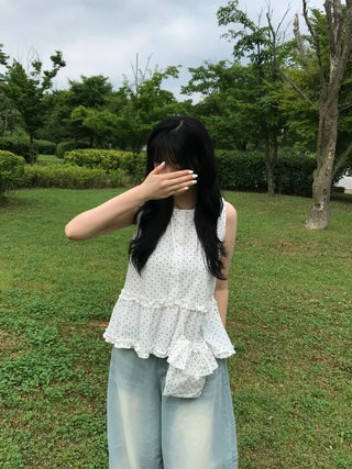 Dot Frill Layered Blouse