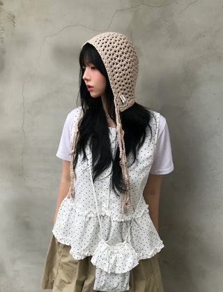Dot Frill Layered Blouse