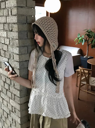 Dot Frill Layered Blouse