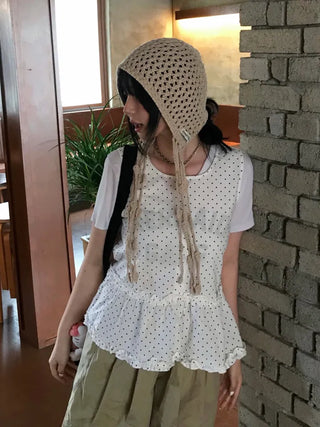 Dot Frill Layered Blouse