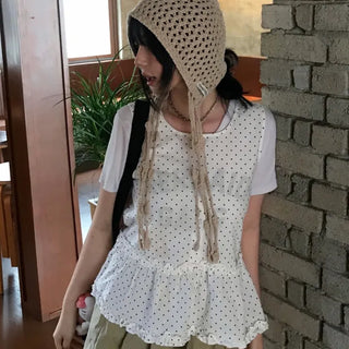 Dot Frill Layered Blouse