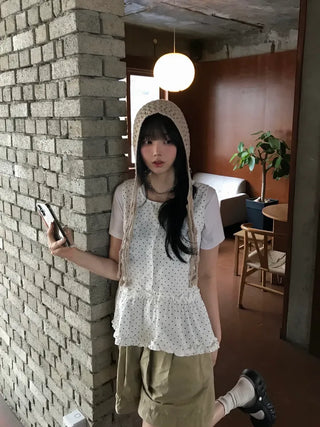 Dot Frill Layered Blouse