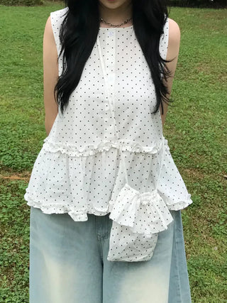 Dot Frill Layered Blouse