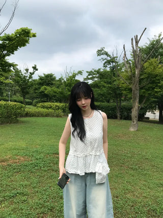 Dot Frill Layered Blouse
