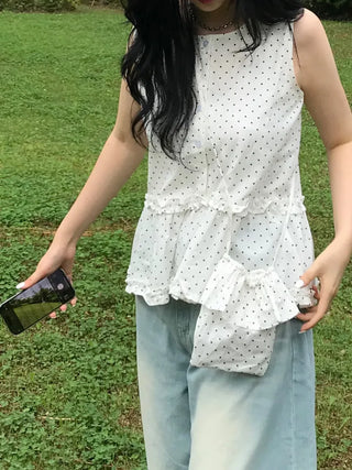 Dot Frill Layered Blouse