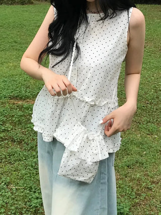 Dot Frill Layered Blouse