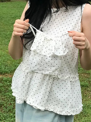 Dot Frill Layered Blouse