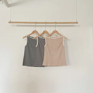 Daily striped boatneck sleeveless top