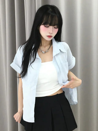 Casual Oversized Striped Short Sleeve Shirt