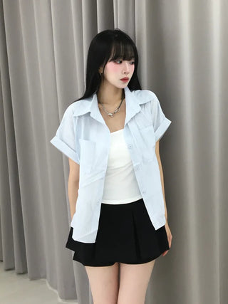Casual Oversized Striped Short Sleeve Shirt