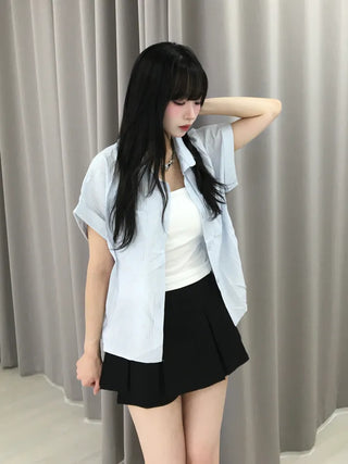 Casual Oversized Striped Short Sleeve Shirt