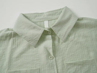 Casual Oversized Striped Short Sleeve Shirt
