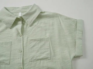 Casual Oversized Striped Short Sleeve Shirt