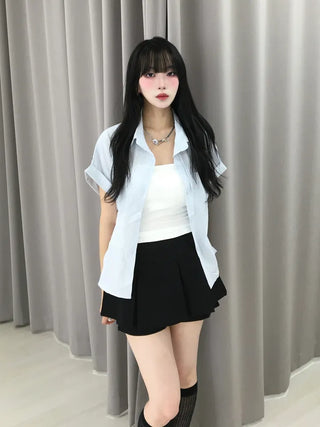 Casual Oversized Striped Short Sleeve Shirt