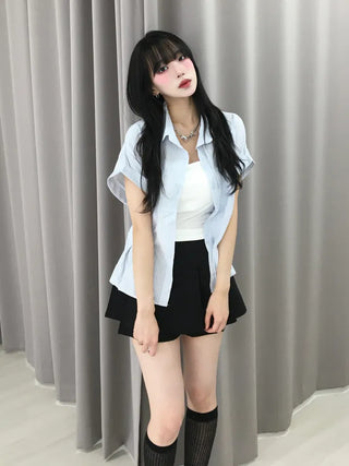 Casual Oversized Striped Short Sleeve Shirt