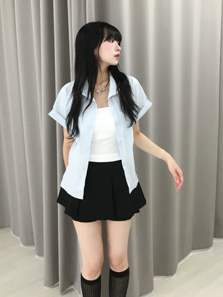 Casual Oversized Striped Short Sleeve Shirt