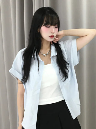 Casual Oversized Striped Short Sleeve Shirt