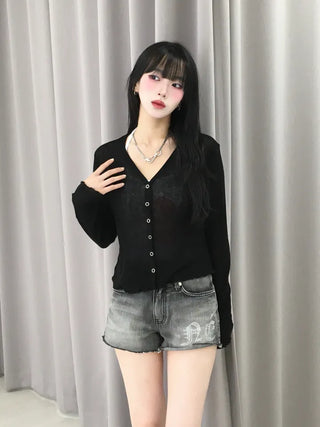 Basic Summer V-Neck Long Sleeve Cardigan
